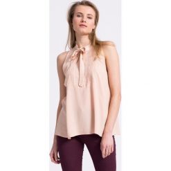 Trussardi Jeans - Top. Pomarańczowe topy Trussardi Jeans, bez wzorów, z jeansu, bez kołnierzyka, bez ramiączek. W wyprzedaży za 129.90 zł.