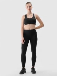 4F Legginsy treningowe z materiału z recyklingu damskie - czarne XS. Czarne legginsy sportowe 4f, l, bez wzorów, z dzianiny, z podwyższonym stanem, na fitness i siłownię. W wyprzedaży za 69.99 zł.