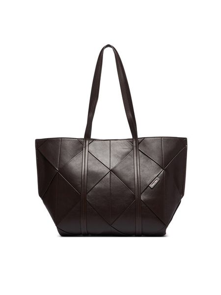 Calvin Klein Torebka Woven Medium Carryall LV04F3548G Brązowy. Brązowe shopper Calvin Klein, bez wzorów, ze skóry, bez dodatków. Za 629.99 zł.