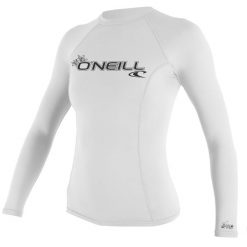 Koszulka ONEILL Women BASIC SKINS L/S Rash Guard White. Białe bluzki O'Neill, l, bez wzorów, sportowe, bez kołnierzyka, bez ramiączek. Za 188.00 zł.
