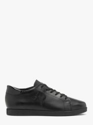 Czarne sneakersy ze skóry licowej ALIA. Czarne obuwie sportowe RKO, z materiału, przed kostkę, bez zapięcia. Za 379.99 zł.