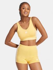 Adidas Top Essentials 3-Stripes IR6110 Żółty Slim Fit. Żółte topy Adidas, l, bez wzorów, z bawełny, bez kołnierzyka, bez ramiączek. Za 89.99 zł.