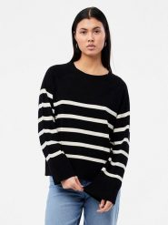 Pieces Sweter "Sia" w kolorze czarno-białym rozmiar: L. Czarne swetry Pieces, l, bez wzorów, z wiskozy, bez ramiączek. Za 52.55 zł.