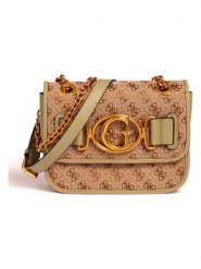 Guess Torebka w kolorze beżowo-zielonym - 21 x 16 x 7 cm rozmiar: onesize. Brązowe torby na ramię Guess, z aplikacjami, z materiału, na ramię, bez dodatków. Za 316.99 zł.