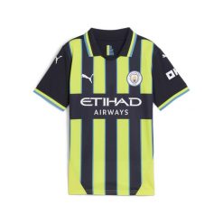 Młodzieżowa koszulka wyjazdowa Manchester City 24/25 PUMA. Niebieskia bluzki Puma, m, bez wzorów, młodzieżowe, bez kołnierzyka, bez ramiączek. W wyprzedaży za 249.00 zł.