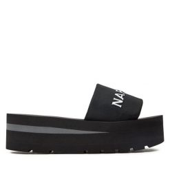 Klapki Napapijri. Czarne klapki Napapijri, bez wzorów, bez obcasa. Za 149.99 zł.