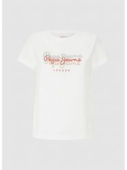 Pepe Jeans Koszulka w kolorze białym rozmiar: L. Białe bluzki Pepe Jeans, l, bez wzorów, z bawełny, bez kołnierzyka, bez ramiączek. Za 96.83 zł.