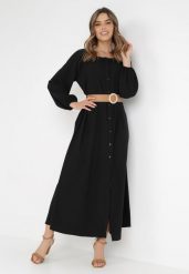 Czarna Sukienka Dorothoe. Czarne sukienki Born2be, na co dzień, l, bez wzorów, z tkaniny, eleganckie, bez kołnierzyka, bez ramiączek, maxi, rozkloszowane. Za 109.99 zł.