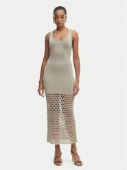 Simona Corsellini Sukienka letnia P26CPABO0301 Beżowy jasny Slim Fit. Brązowe sukienki SIMONA CORSELLINI, na lato, bez wzorów, z wiskozy, bez kołnierzyka, bez ramiączek. Za 1,029.00 zł.