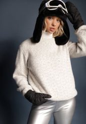 Jasnoszary Sweter z Wełną w Klasycznym Stylu Zentina. Szare swetry Renee, na zimę, l, bez wzorów, z wełny, bez ramiączek. Za 49.99 zł.