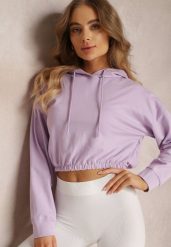 Fioletowa Bluza z Kapturem Pyrhano. Fioletowe bluzy Renee, l, bez wzorów, z jeansu, z kapturem. W wyprzedaży za 32.49 zł.