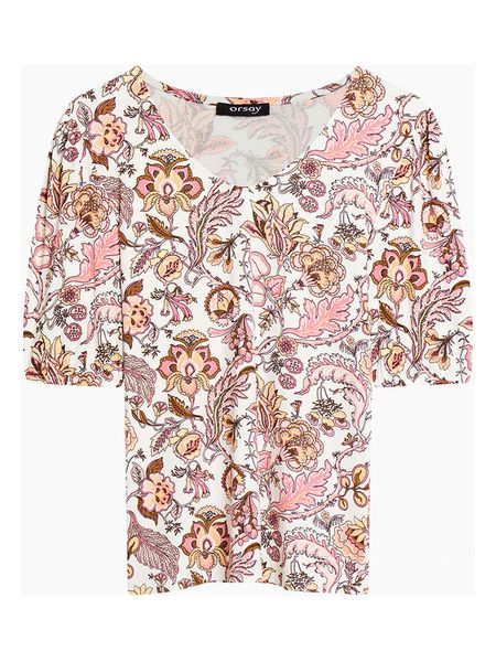 Orsay Koszulka ze wzorem rozmiar: S. Bluzki Orsay, s, bez wzorów, bez kołnierzyka, bez ramiączek. Za 23.83 zł.