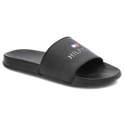 Czarne Klapki Tommy Hilfiger Modne Buty Na Lato. Czarne klapki TOMMY HILFIGER, bez wzorów, bez obcasa. Za 159.00 zł.