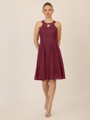 APART Sukienka w kolorze bordowym rozmiar: 38. Czerwone sukienki Apart, bez wzorów, z koronki, bez kołnierzyka, bez ramiączek, midi. Za 252.99 zł.