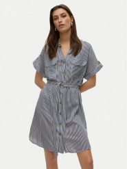 Vero Moda Sukienka koszulowa Bumpy 10325828 Granatowy Loose Fit. Niebieskie sukienki Vero Moda, xl, bez wzorów, z wiskozy, bez kołnierzyka, bez ramiączek, koszulowe. Za 129.99 zł.