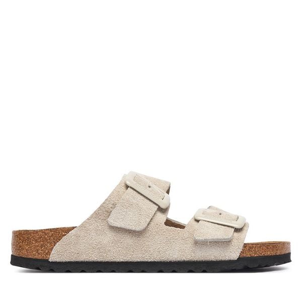 Klapki Birkenstock. Białe klapki Birkenstock, bez wzorów, bez obcasa. Za 629.99 zł.