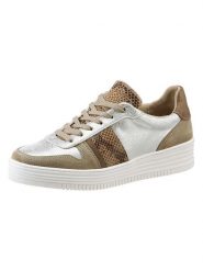 Heine Skórzane sneakersy w kolorze srebrno-beżowym rozmiar: 38. Brązowe trampki Heine, bez wzorów, ze skóry, bez zapięcia. Za 195.95 zł.