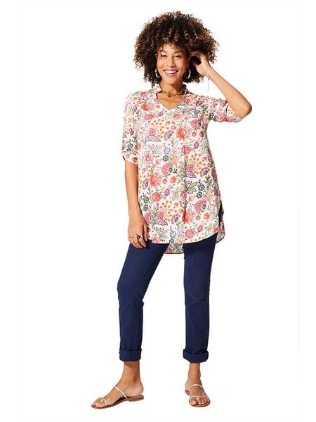 Aller Simplement Bluzka w kolorze biało-jasnoróżowym rozmiar: 38/40. Białe bluzki Aller Simplement, bez wzorów, z wiskozy, klasyczne, bez kołnierzyka, bez ramiączek. Za 83.81 zł.