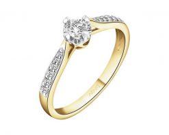 Pierścionek z żółtego złota z brylantami - serce - 0,25 ct - próba 585. Żółte pierścionki Apart, z brylantem, złote. Za 4,290.00 zł.