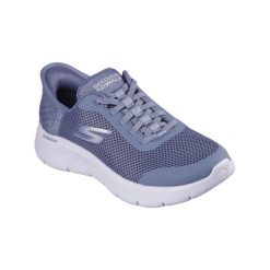 Buty do chodzenia damskie Skechers Blu Go Walk. Niebieskie obuwie sportowe Skechers, z materiału, bez zapięcia, trekkingowe. Za 369.00 zł.