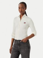 Tommy Jeans Kardigan Tjw Zip High Neck Cardigan Ext DW0DW20967 Biały Slim Fit. Białe kardigany Tommy Jeans, l, bez wzorów, z bawełny. Za 409.99 zł.