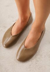 Zielone Gładkie Balerinki Basic z Zaokrąglonym Noskiem Kaleta. Zielone baleriny Renee, bez wzorów, z jeansu, bez obcasa. Za 79.99 zł.