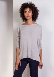 Szary Oversizowy Sweter z Metaliczną Nitką. Szare swetry Lanti, l, bez wzorów, z materiału, bez ramiączek. Za 224.90 zł.