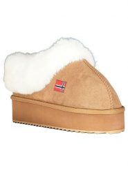 Geographical Norway Kapcie "Oninkasi" w kolorze jasnobrązowym rozmiar: 37. Brązowe obuwie domowe Geographical Norway, bez wzorów, z materiału, bez zapięcia. Za 100.99 zł.