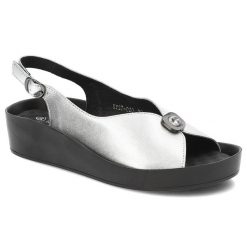 Srebrne Sandały S.Barski Modne Obuwie Damskie. Szare sandały S.BARSKI, bez wzorów, eleganckie, z okrągłym noskiem, bez obcasa, bez zapięcia. Za 149.00 zł.