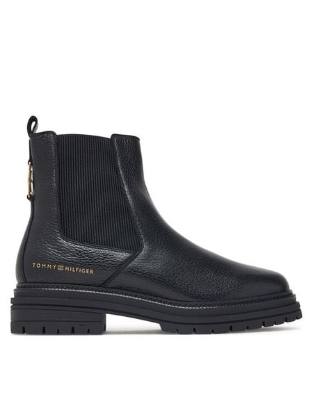 Tommy Hilfiger Sztyblety Th Emboss Grain Leather Chelsea FW0FW09559 Czarny. Czarne botki TOMMY HILFIGER, bez wzorów, ze skóry, bez obcasa, na płaskiej podeszwie, bez zapięcia. Za 749.99 zł.