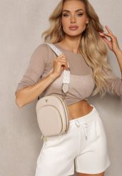 Beżowa Owalna Torebka o Małym Fasonie na Ramię z Wzorzystym Paskiem Selaeno. Brązowe torby na ramię Renee, bez wzorów, z jeansu, eleganckie, na ramię, bez dodatków. Za 79.99 zł.