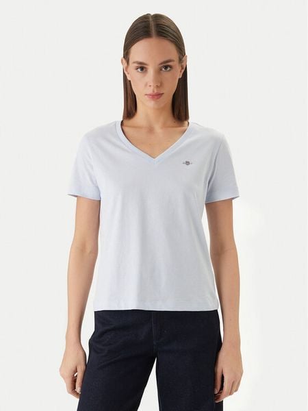 Gant T-Shirt 4200750 Błękitny Slim Fit. Niebieskie t-shirty GANT, l, bez wzorów, z bawełny, bez kołnierzyka, bez ramiączek. Za 134.99 zł.