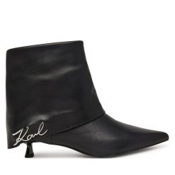 Botki KARL LAGERFELD. Czarne botki KARL LAGERFELD, bez wzorów, bez obcasa, na szpilce, bez zapięcia. Za 1,144.00 zł.