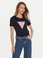 Guess T-Shirt W1YI1B I3Z14 Granatowy Regular Fit. Niebieskie t-shirty Guess, xs, z aplikacjami, z bawełny, bez kołnierzyka, bez ramiączek. Za 169.99 zł.