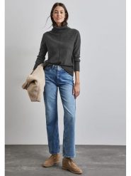 Street One Sweter w kolorze antracytowym rozmiar: 40. Czarne golfy Street One, bez wzorów, z bawełny, bez ramiączek. Za 114.44 zł.