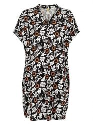 Roadsign Sukienka w kolorze czarno-biało-pomarańczowym rozmiar: L/XL. Czarne sukienki Roadsign, na co dzień, l, bez wzorów, z wiskozy, bez kołnierzyka, bez ramiączek, midi, proste. Za 78.99 zł.