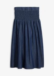 Spódnica jeansowa z gumką w pasie. Niebieskie spódnice bonprix, bez wzorów, z jeansu. Za 149.99 zł.