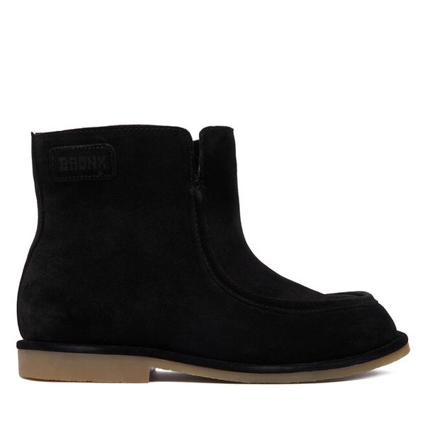 Botki Bronx. Czarne botki Bronx, bez wzorów, bez obcasa, na płaskiej podeszwie, bez zapięcia. Za 419.99 zł.