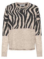 ONLY Sweter "Jade" w kolorze czarno-beżowym rozmiar: M. Czarne swetry Only, m, bez wzorów, bez ramiączek. Za 101.23 zł.