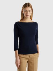 Benetton Sweter w kolorze czarnym rozmiar: M. Czarne swetry Benetton, m, bez wzorów, z bawełny, bez ramiączek. Za 105.63 zł.