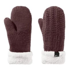 Rękawiczki turystyczne zimowe damskie Jack Wolfskin Highloft Knit Mitten. Czerwone rękawiczki Jack Wolfskin, bez wzorów, z poliesteru, sportowe. Za 108.64 zł.