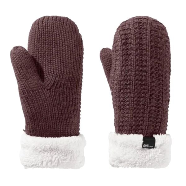Rękawiczki turystyczne zimowe damskie Jack Wolfskin Highloft Knit Mitten. Czerwone rękawiczki Jack Wolfskin, bez wzorów, z poliesteru, sportowe. Za 108.64 zł.