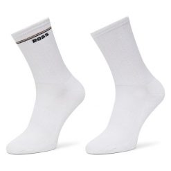 Skarpety długie BOSS. Białe skarpety Boss, bez wzorów. Za 49.99 zł.