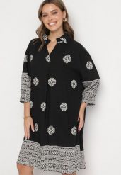 Czarna Wiskozowa Sukienka Ozdobiona Geometrycznym Wzorem Nalanessa. Czarne sukienki Born2be, na co dzień, l, bez wzorów, z wiskozy, eleganckie, bez kołnierzyka, bez ramiączek, midi. Za 84.99 zł.