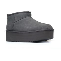Damskie śniegowce Ugg Classic Ultra Mini Platform 1135092-CHRC. Szare trapery i śniegowce UGG, z materiału. Za 619.00 zł.