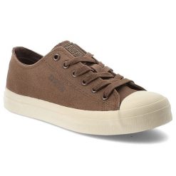 Trampki damskie Big Star, cholewka z materiału tekstylnego klasyczne sznurowanie zaokrąglony gumowy nosek, brązowe, TT274123. Brązowe trampki Big Star, bez wzorów, z gumy, bez zapięcia. Za 107.90 zł.