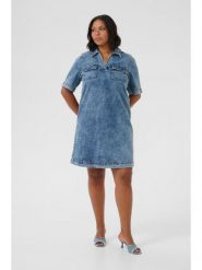 KAFFE curve Sukienka dżinsowa w kolorze niebieskim rozmiar: 48. Niebieskie sukienki KAFFE curve, na co dzień, bez wzorów, bez kołnierzyka, bez ramiączek, mini, proste. Za 173.99 zł.