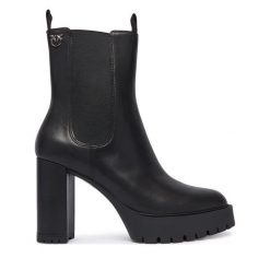 Botki PINKO. Czarne botki Pinko, bez wzorów, bez obcasa, na słupku, bez zapięcia. Za 1,399.00 zł.