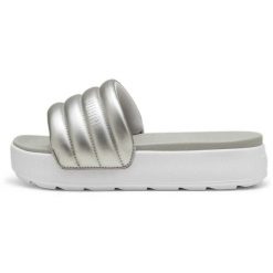 Klapki Puma Karmen Slide Puffy, Kobiety. Szare klapki Puma, bez wzorów, z materiału, bez obcasa. Za 199.99 zł.