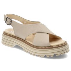 Beżowe Sandały Simen Modne Obuwie Damskie. Brązowe sandały Simen, bez wzorów, eleganckie, bez obcasa, bez zapięcia. Za 329.00 zł.